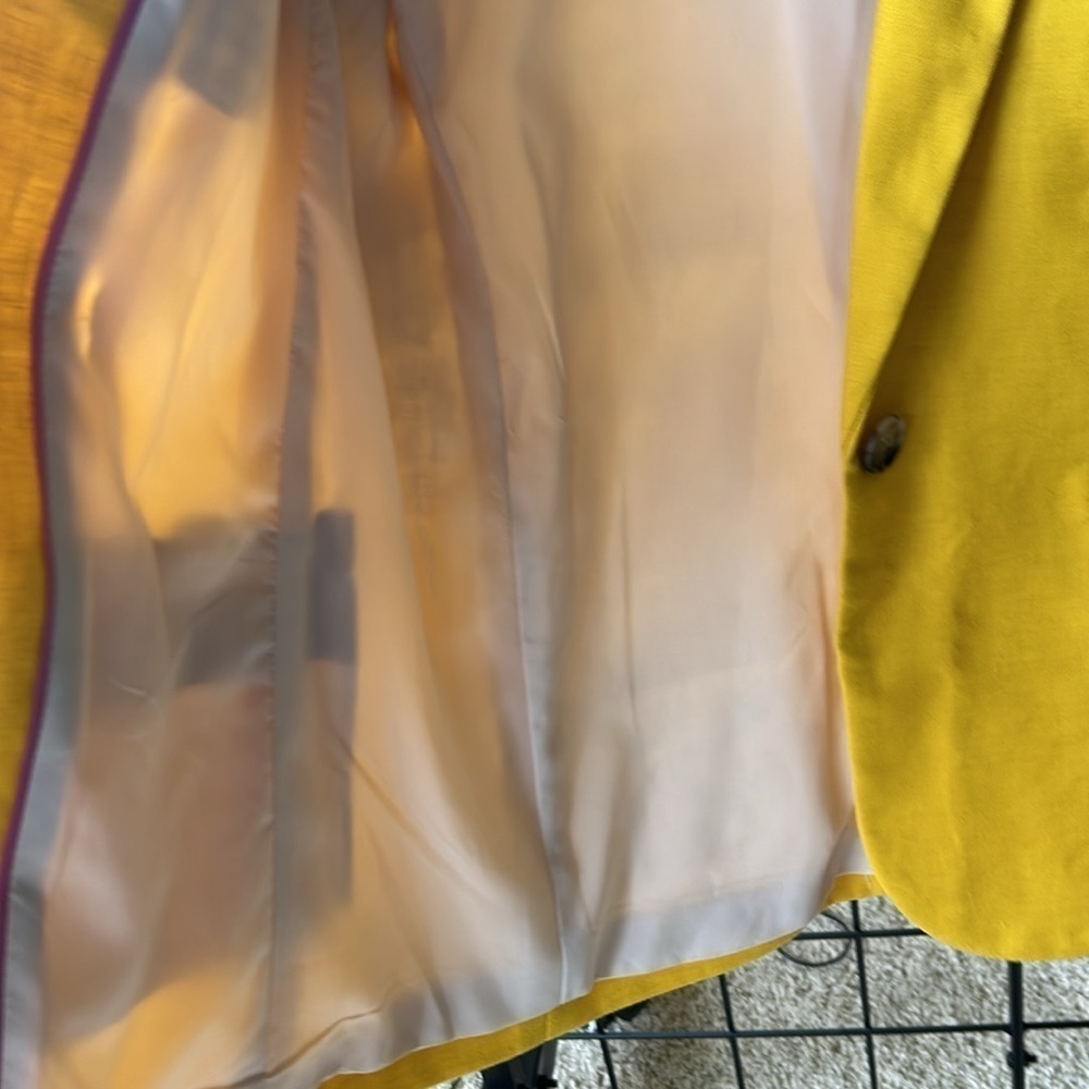 J. Crew PARKE Yellow Linen Blazer size 2 T - Picture 5 of 15